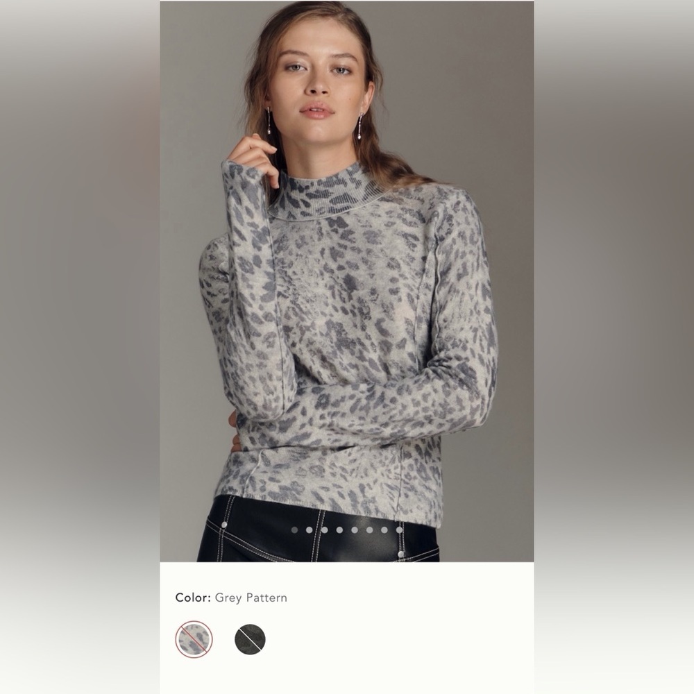 NWT new small fits XS Anthropologie pilcro cashmere gray animal print sweater